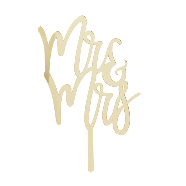 Gold Mirror Mr & Mrs Cake Topper
