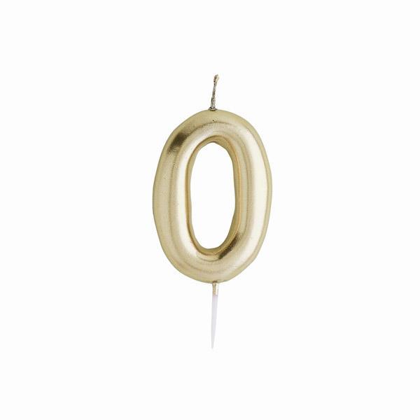 Gold Number 0 Candle