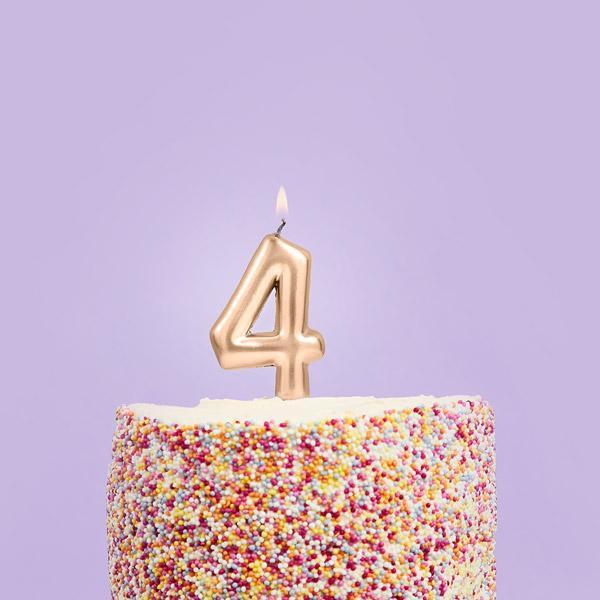 Gold Number 4 Candle