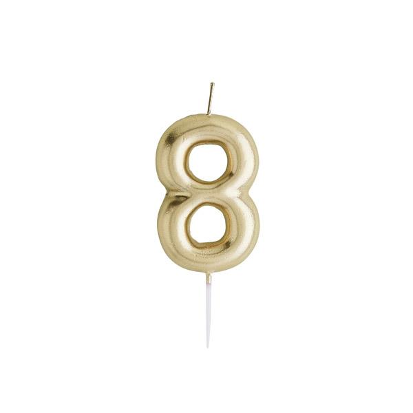 Gold Number 8 Candle