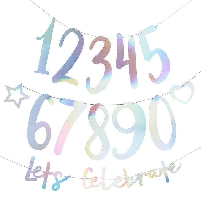 Iridescent Customisable 'Lets Celebrate' Banner 2m