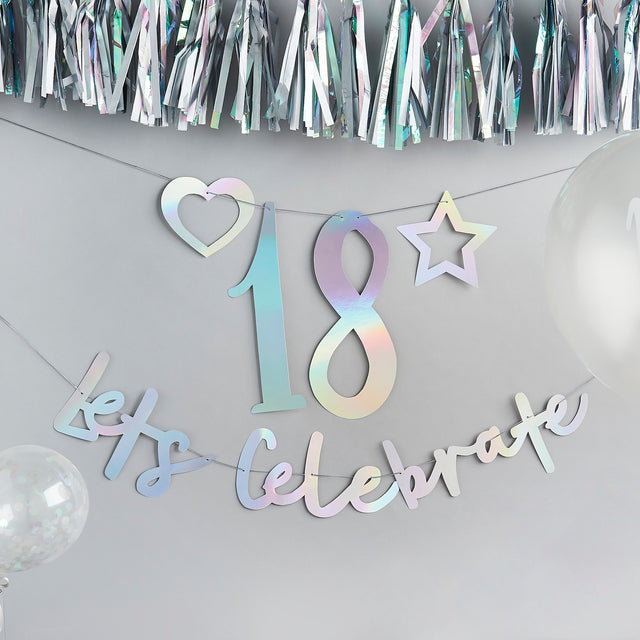 Iridescent Customisable 'Lets Celebrate' Banner 2m