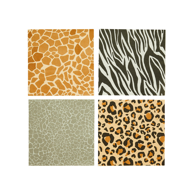 Animal Print Paper Napkins - Set of 16