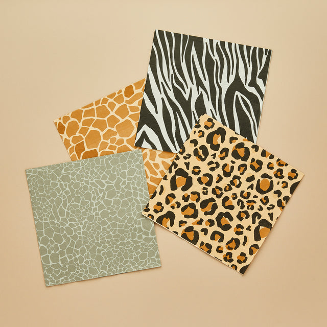 Animal Print Paper Napkins - Set of 16