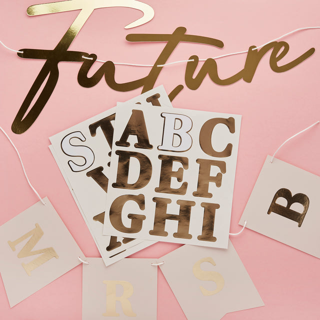 Gold and White Future Mrs Customisable Banner 2m