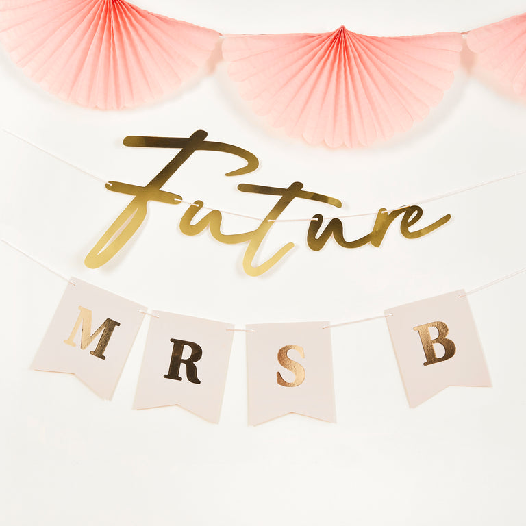 Gold and White Future Mrs Customisable Banner 2m