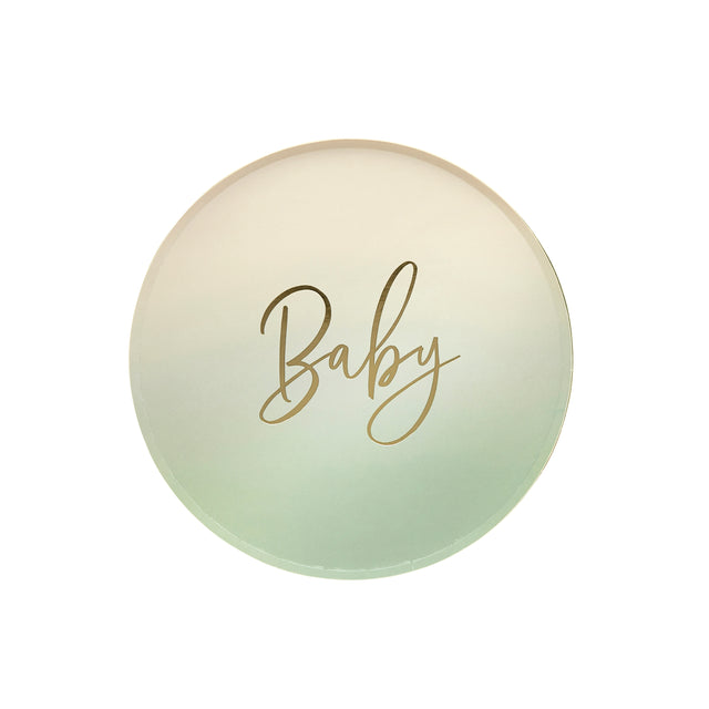 Neutral Sage 'Baby' Paper Plates - Set of 8