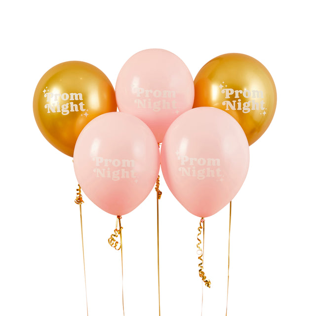 Gold and Pink Prom Night Latex Balloons - Set of 5