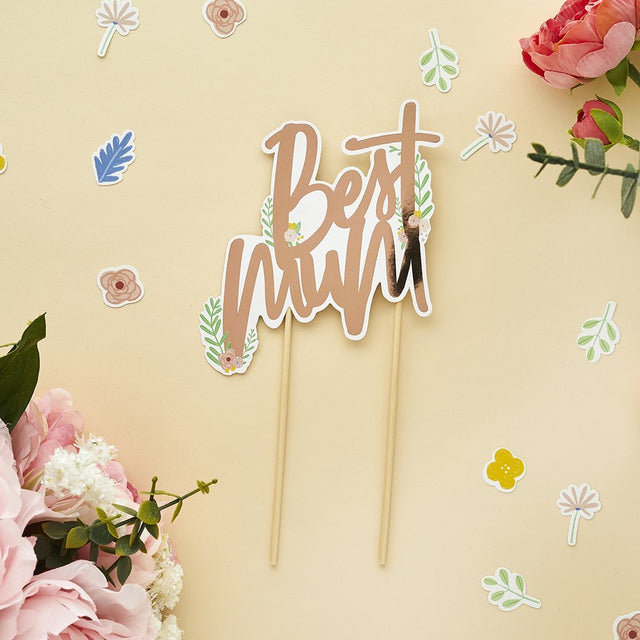 Rose Gold Best Mum Cake Topper