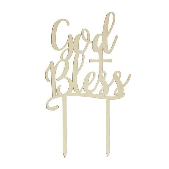 Gold God Bless Cake Topper