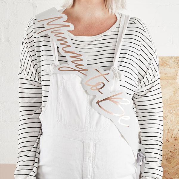 Grey and Rose Gold Mummy to Be Sash