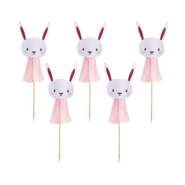 Pink Bunny Tassel Cake Picks