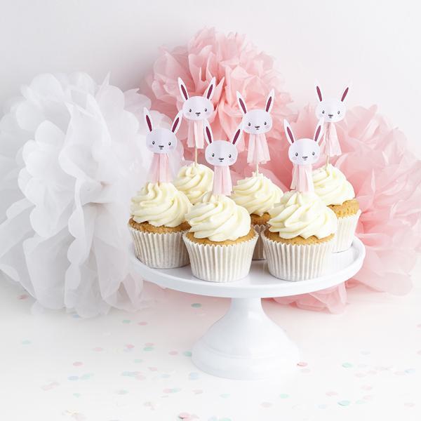 Pink Bunny Tassel Cake Picks