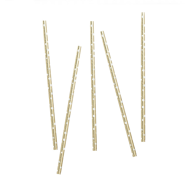 Gold Foil Spotted Straws - Set of 20