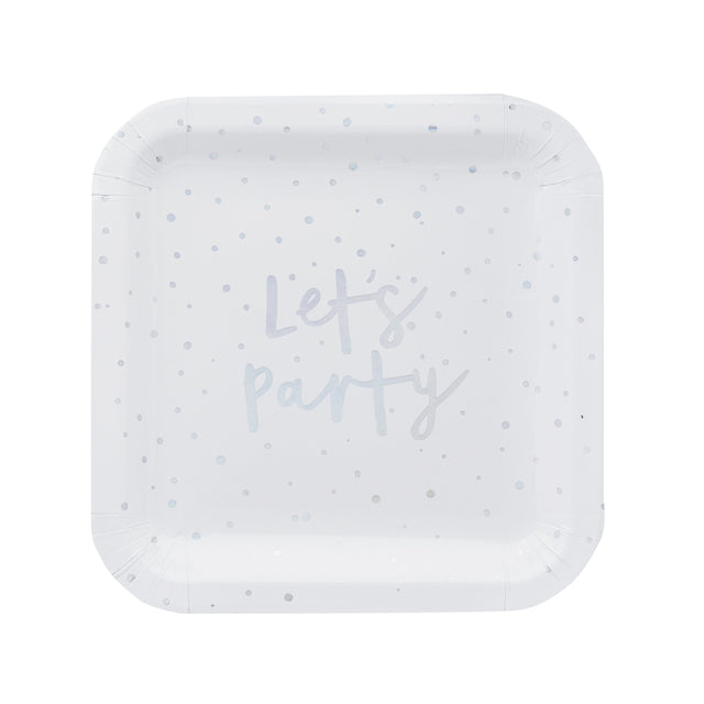 Iridescent Let's Party Paper Plates