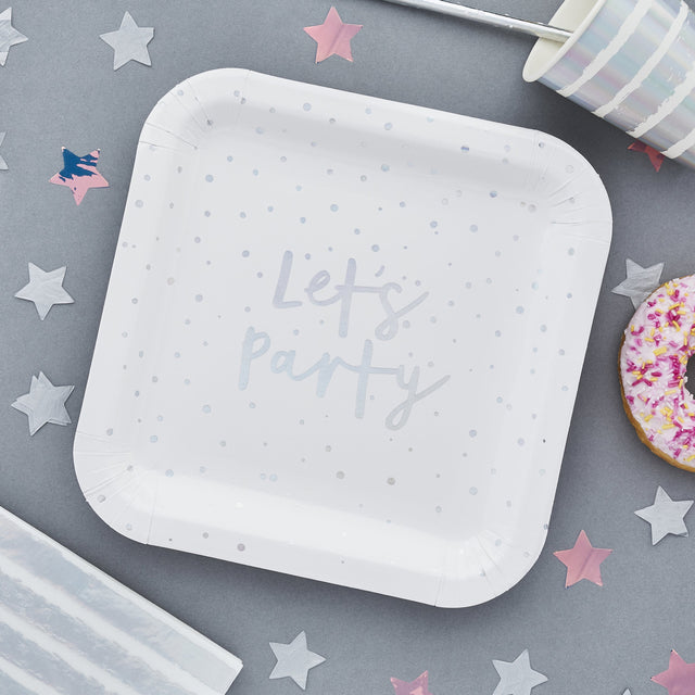 Iridescent Let's Party Paper Plates