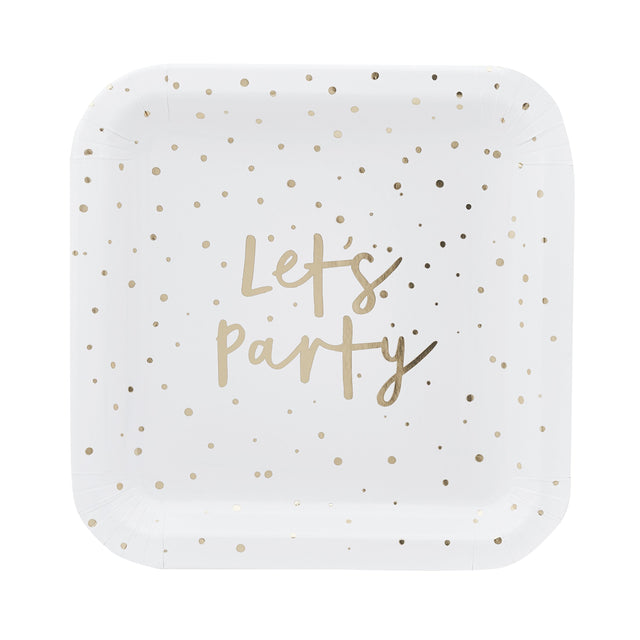 Gold Let's Party Paper Plates