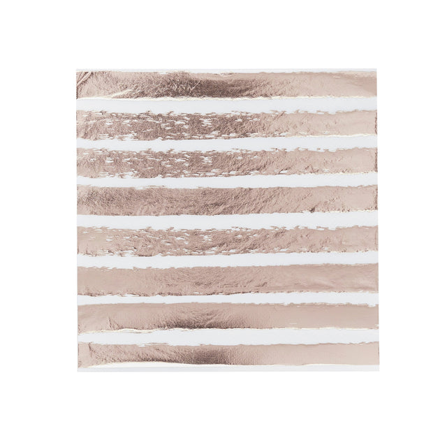 Rose Gold Striped Paper Napkins