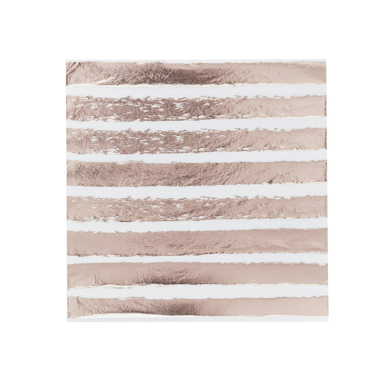 Rose Gold Striped Paper Napkins