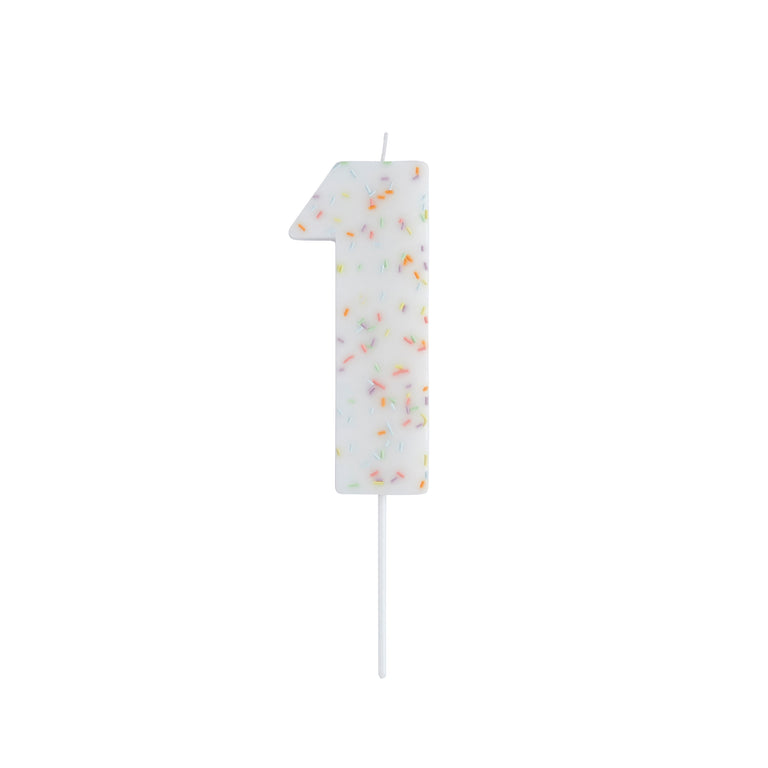 Large Pastel Sprinkle Number 1 Candle