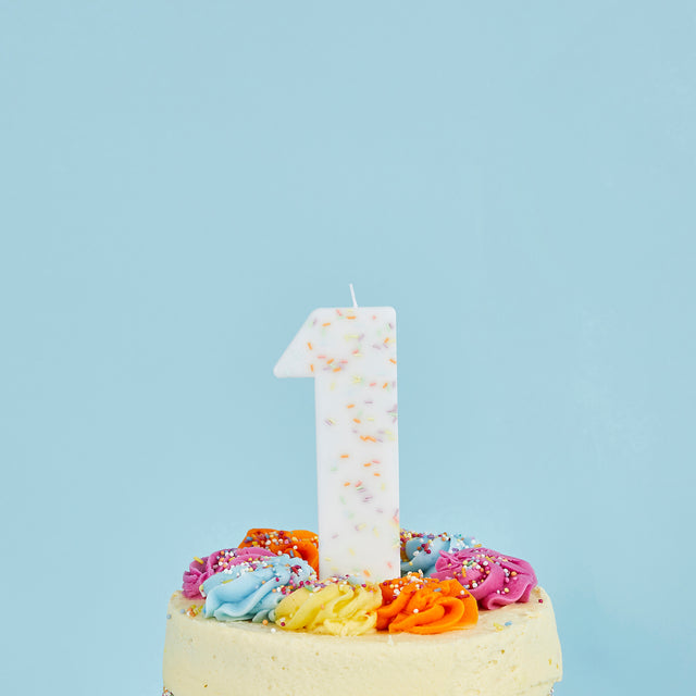 Large Pastel Sprinkle Number 1 Candle