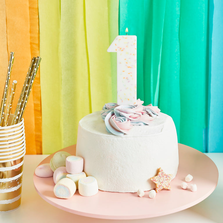 Large Pastel Sprinkle Number 1 Candle