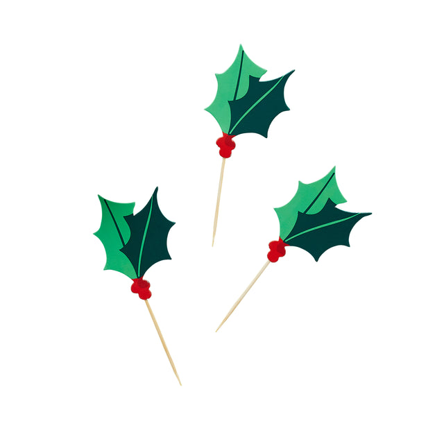 Green Holly Food Picks