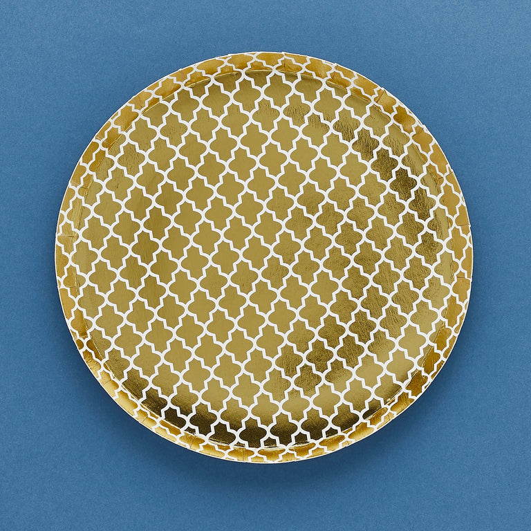 Gold Cocktail Paper Plates - Set of 8