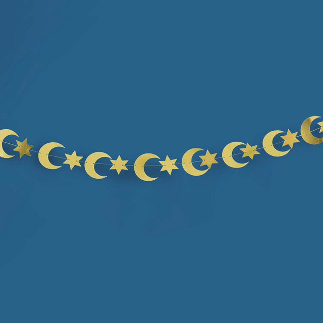 Gold Moon and Stars Banner