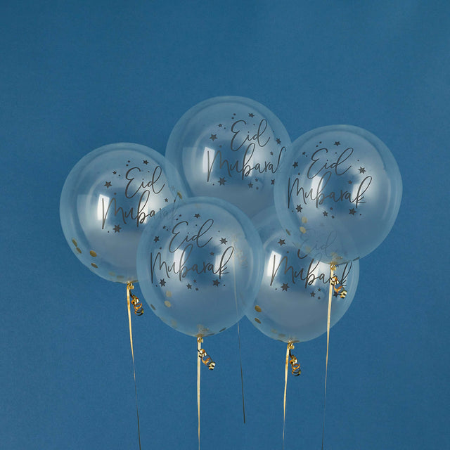 Eid Mubarak Confetti Balloons - Set of 5