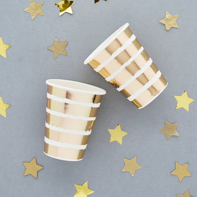 Gold Striped Paper Cups