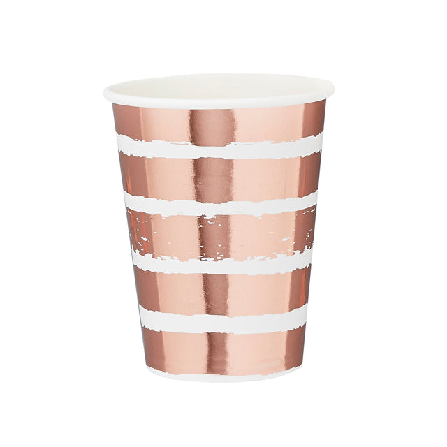 Rose Gold Striped Paper Cups
