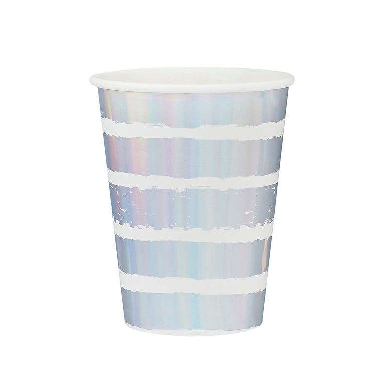 Iridescent Striped Paper Cups