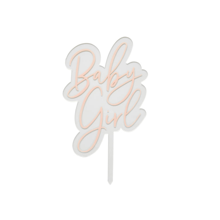 Pink 'Baby Girl' Acrylic Cake Topper