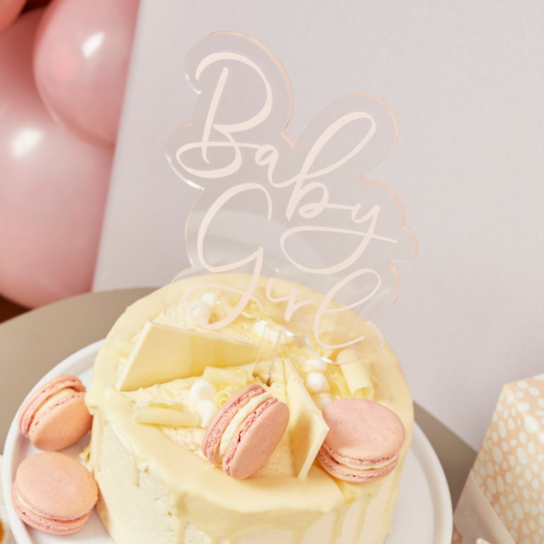 Pink 'Baby Girl' Acrylic Cake Topper