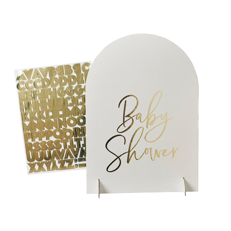 Customisable Gold and White Baby Shower Sign