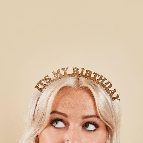 It's My Birthday Gold Headband