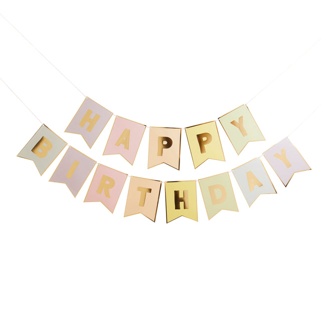 Pastel 'Happy Birthday' Flag Card Banner