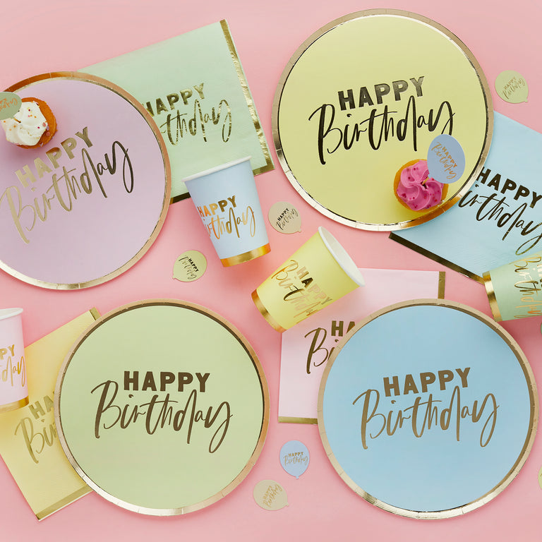 Pastel Happy Birthday Paper Cups
