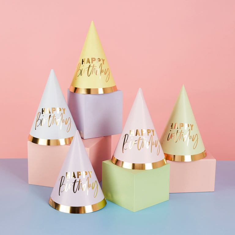 Pastel Happy Birthday Party Hats