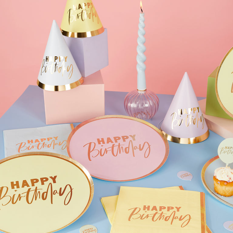 Pastel Happy Birthday Party Hats