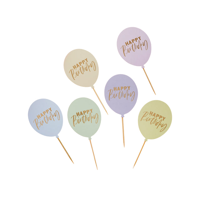 Pastel Happy Birthday Balloon Food Picks