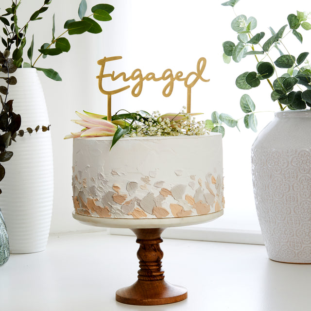 Gold Engaged Acrylic Cake Topper