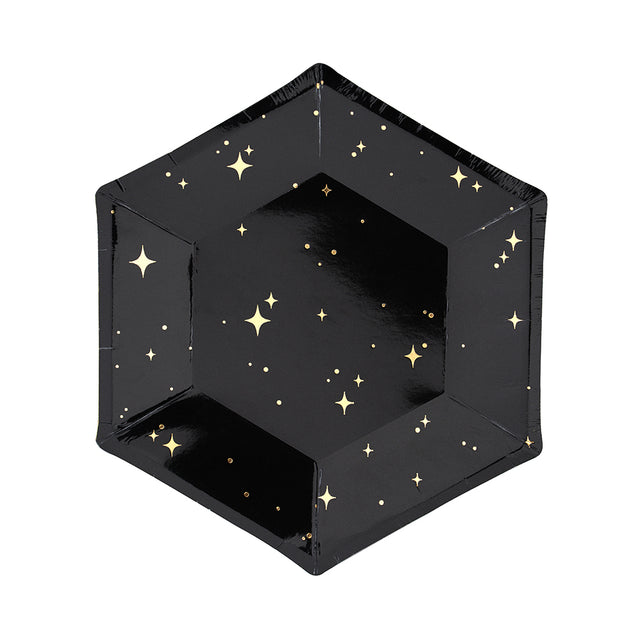 Black and Gold Star Paper Plates