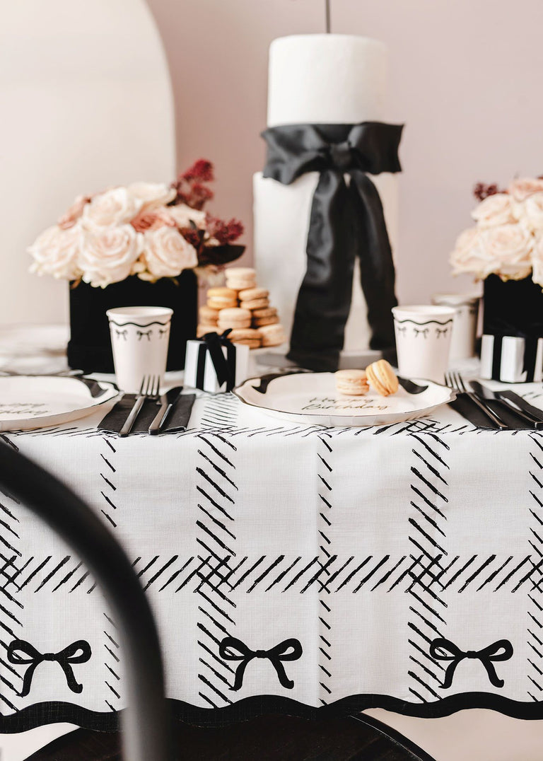White Bows Disposable Table Cover