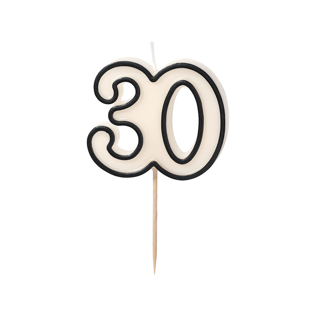 Black and Cream Number 30 Candle