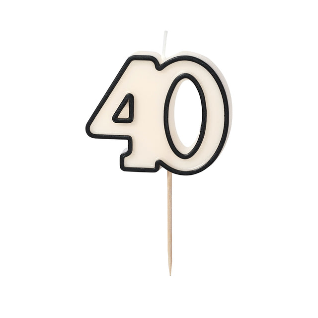 Black and Cream Number 40 Candle