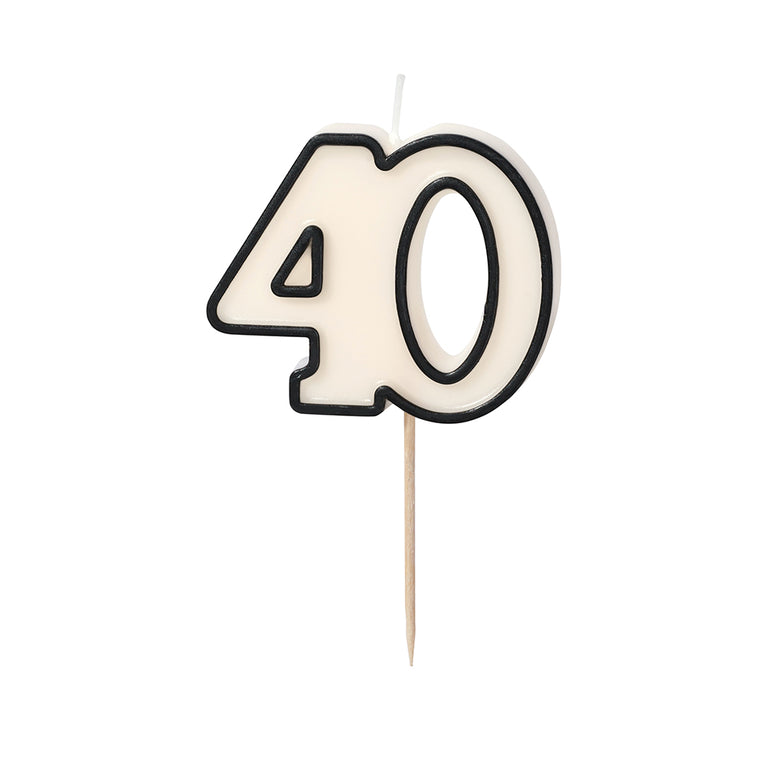 Black and Cream Number 40 Candle
