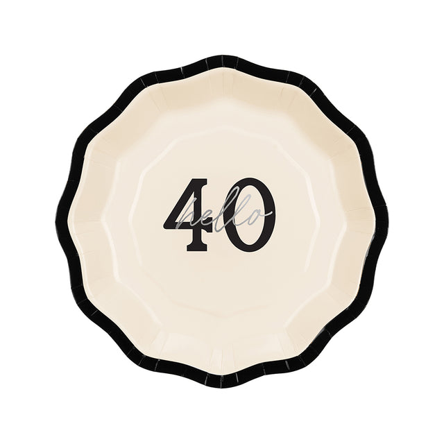 Cream Hello 40 Paper Plates