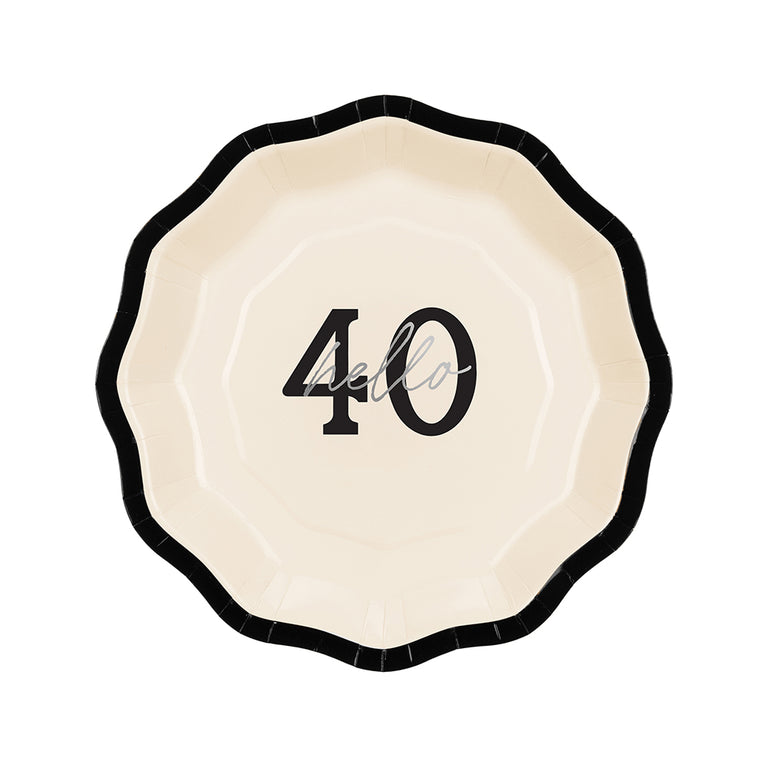 Cream Hello 40 Paper Plates